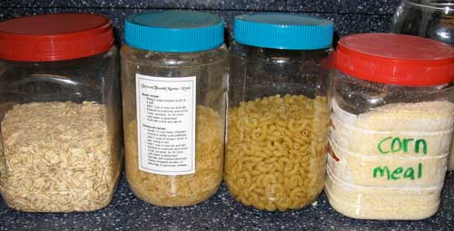 recycled plastic jars with bulk foods