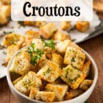 homemade croutons in bowl