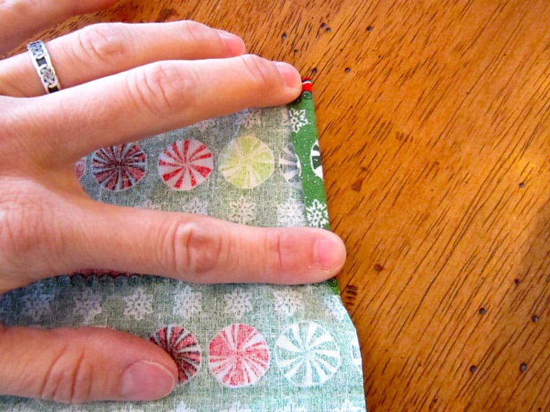 fold fabric to sew gift bag