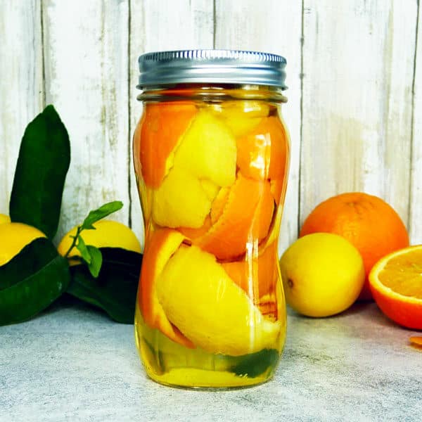 citrus peel vinegar in jar