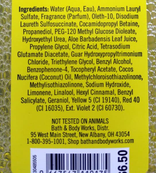 bath and body soap label