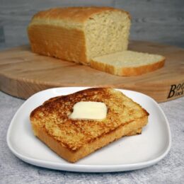 toasted english muffin bread and loaf of bread