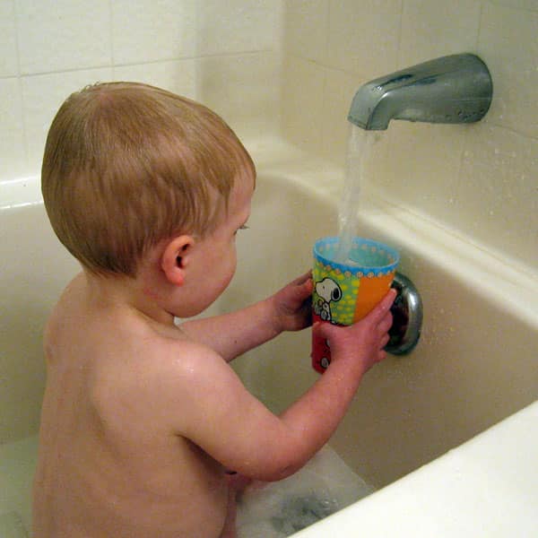 toddler in bathtub