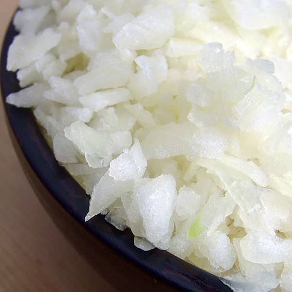 bowl of frozen chopped onions