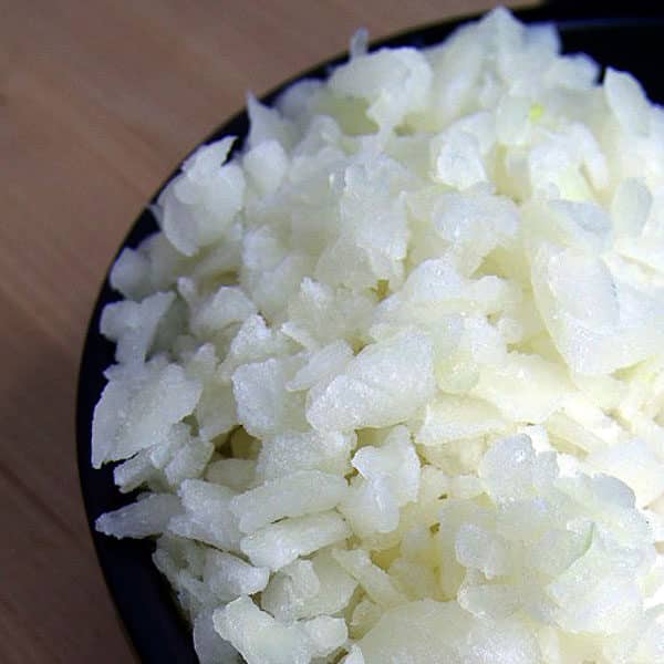 chopped onions in a bowl