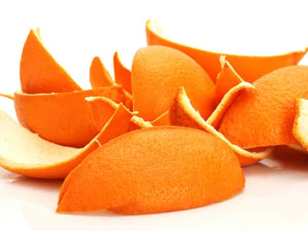 orange peels on table