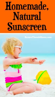 Keep the mystery chemicals off your skin this summer. This homemade, natural sunscreen only has 4 ingredients, is water resistant, and safe for kids.