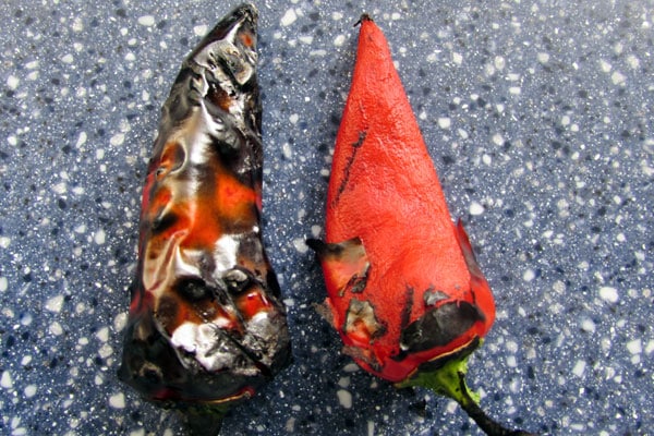 peeling serrano peppers