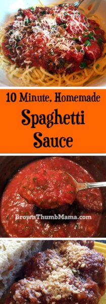 This quick, homemade spaghetti sauce cooks in 10 minutes. Ditch the sugar and additives in jarred sauce and make your own sauce from scratch.