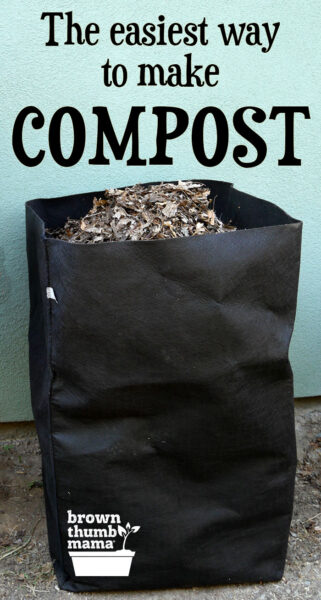 compost bin full of leaves