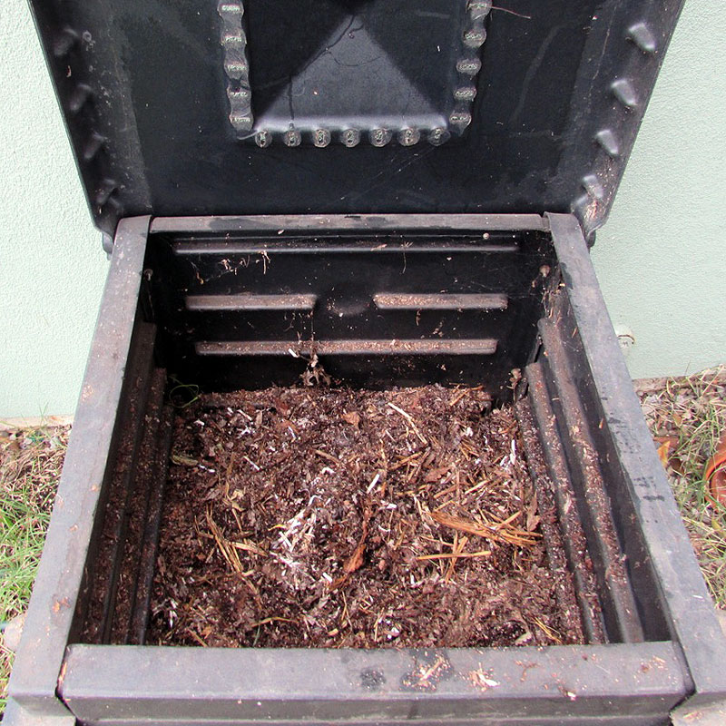 backyard compost bin open