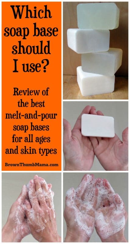 Reviews of the 6 most popular melt and pour soap bases, what type of skin they are best for, and ratings of their bubble-making ability. 