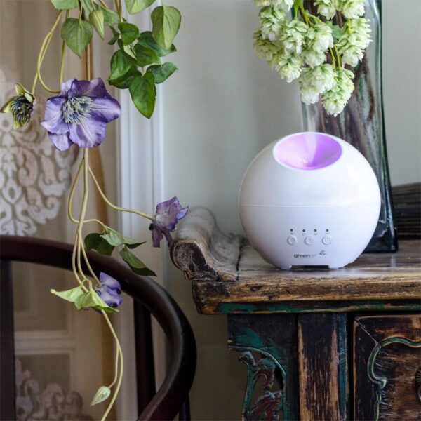 essential oil diffuser and flowers