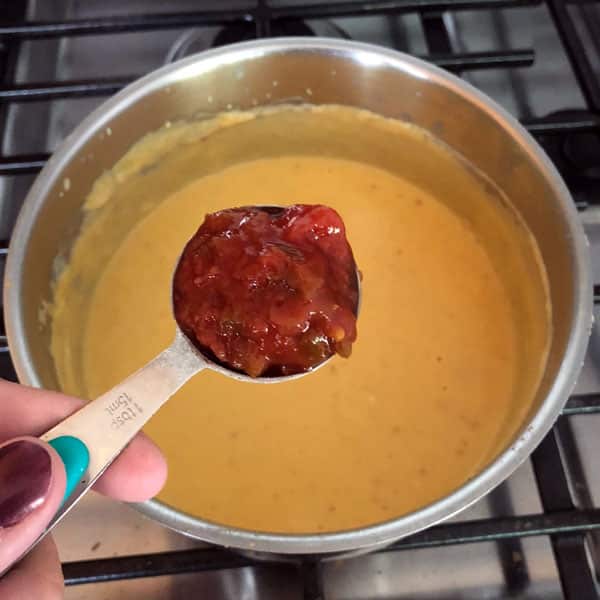 nacho cheese sauce with salsa