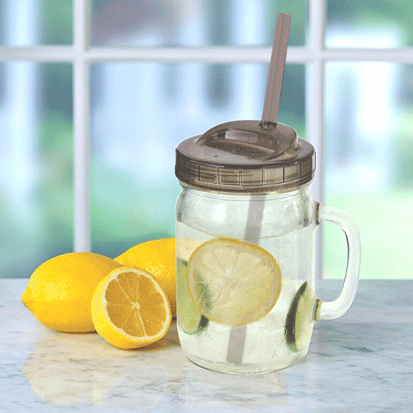 mason jar lid and straw