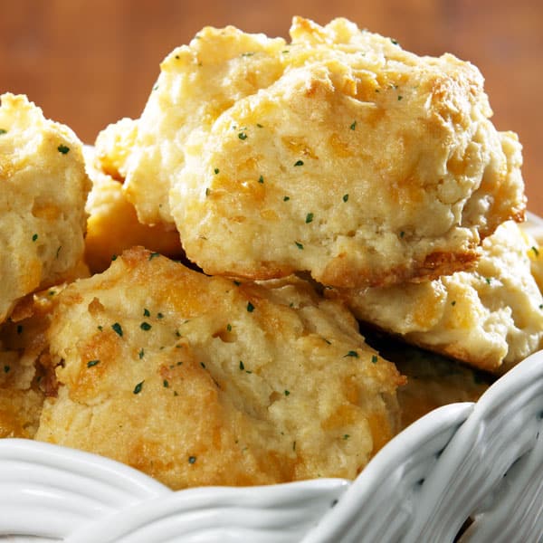 closeup of cheddar cheese biscuits