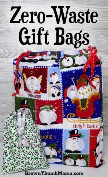 large and small gifts wrapped in fabric gift bags