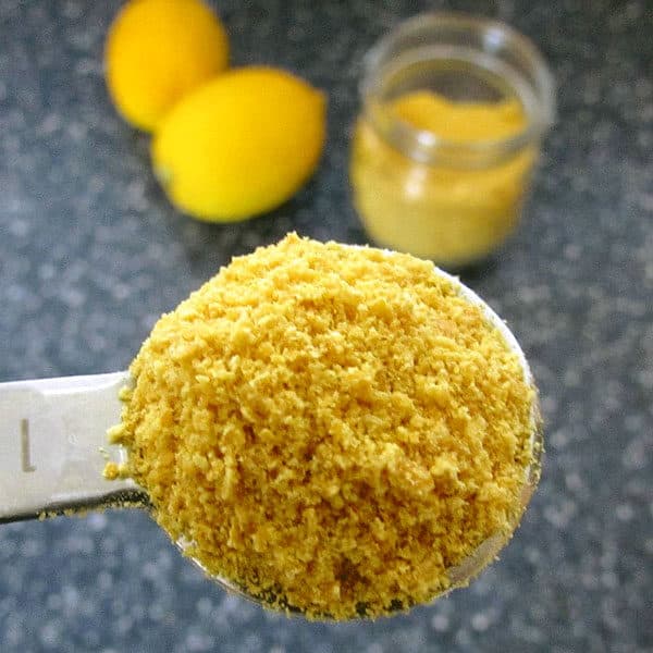 dried lemon peel on spoon