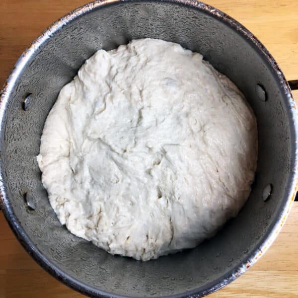 bread dough in a pan ready to bake