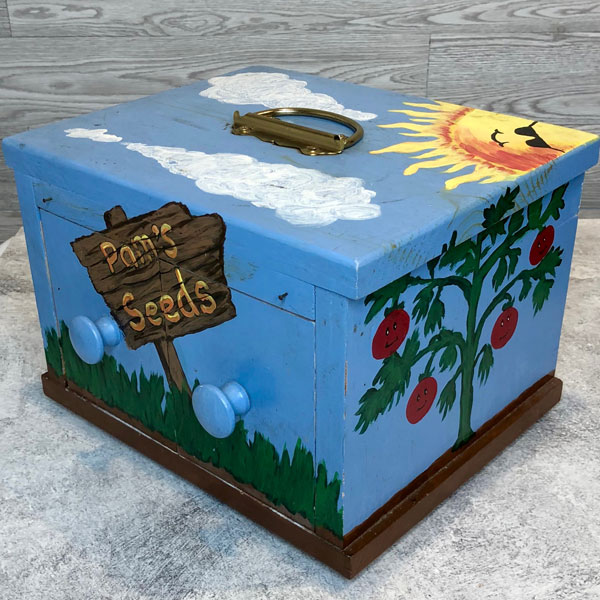 hand painted seed storage box