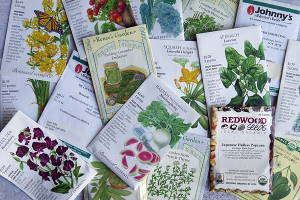 assorted vegetable seed packets