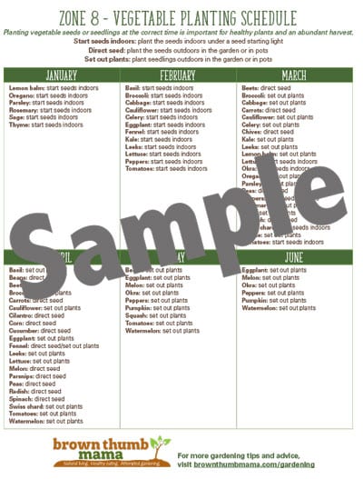 vegetable planting schedule