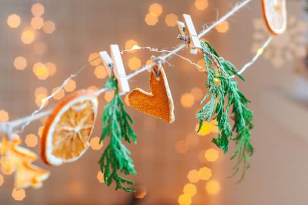 dried orange and herb garland